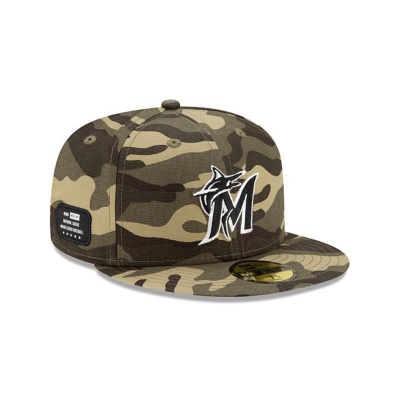 Miami Marlins Gorra | New Era MLB Armed Forces Weekend 59fifty Fitted Cap Mexico - Verdes